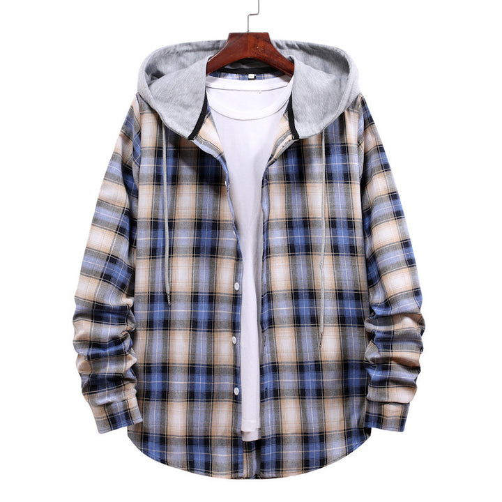 Herren Karohemdjacke mit Kapuze und großzügigen Taschen Echoarchiv