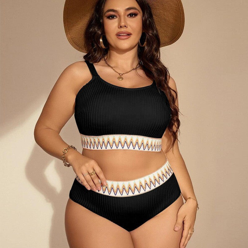 Damen Sportliches Bikini-Set mit hoher Taille und elastischem Bund Echo Archiv