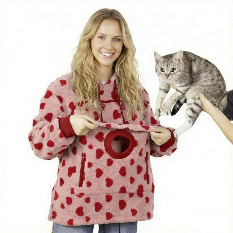 Damen Kapuzenpullover mit integrierter Katzenhöhle und extra weichem Fleece Echo Archiv