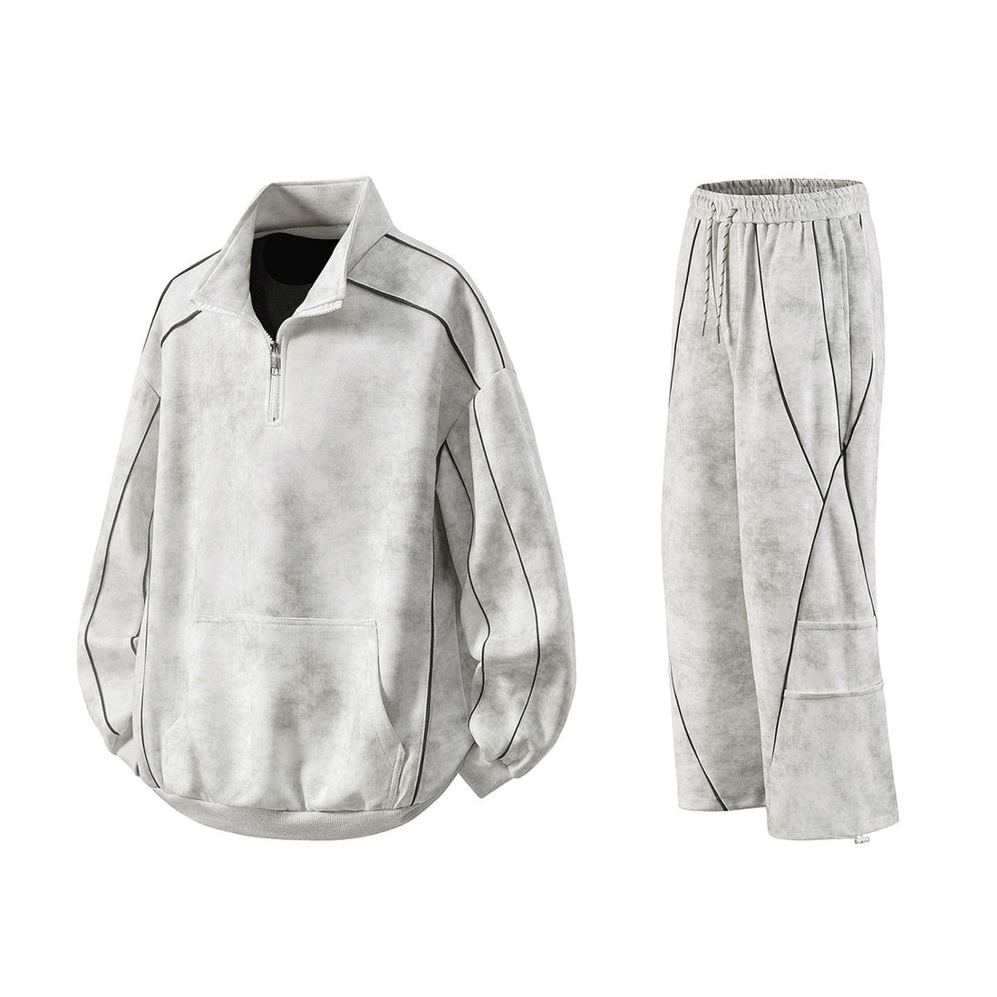 Herren Oversize-Halbzip-Sweatshirt mit Kängurutasche, kontrastpaspel und Ballonärmeln Echo Archiv