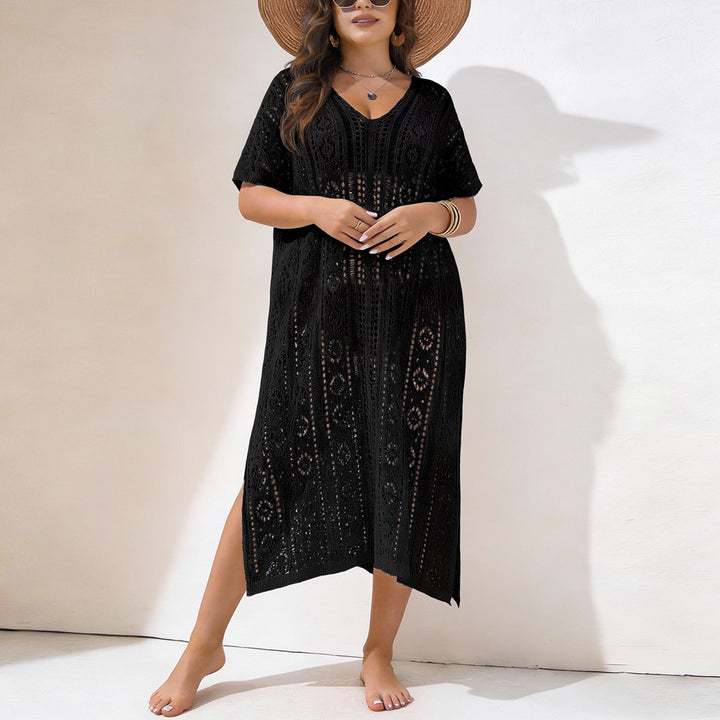 Damen Häkelstrandkleid mit V-Ausschnitt und seitlichem Schlitz Echo Archiv