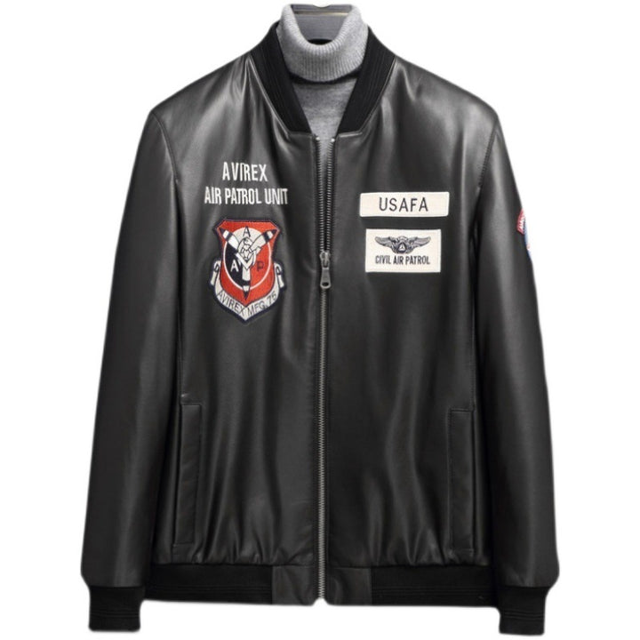 Herren Modische Kunstlederjacke mit kreativen Applikationen Echoarchiv