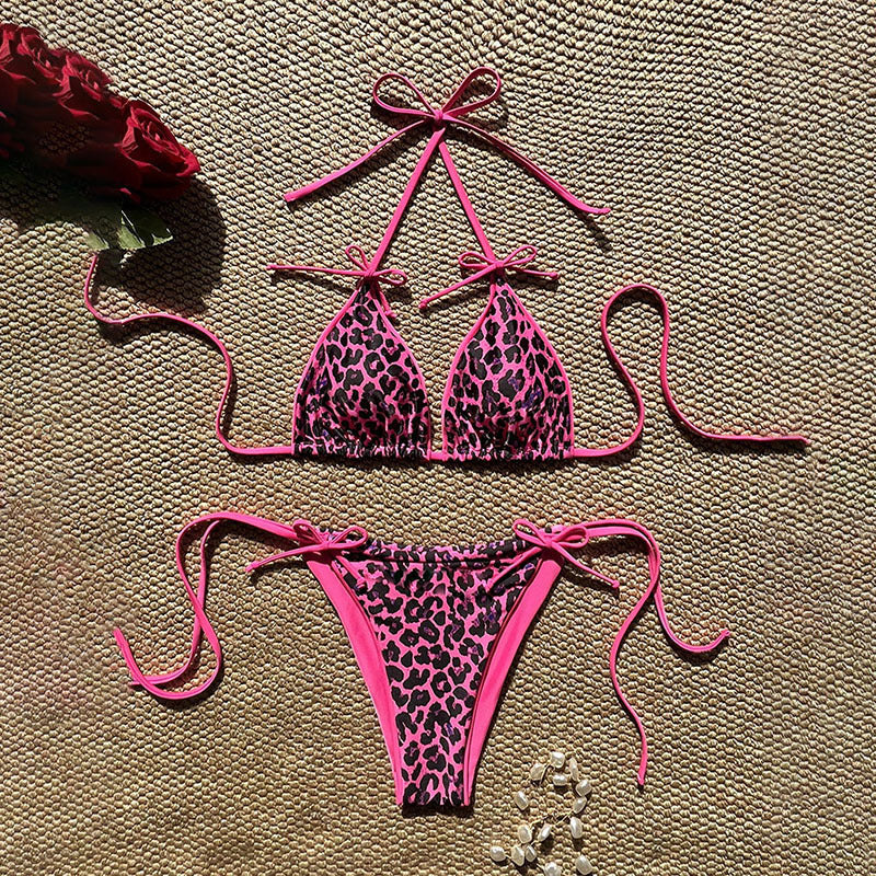 Damen Triangel-Bikini-Set mit verstellbaren Bändern und tierisch inspiriertem Design Echo Archiv