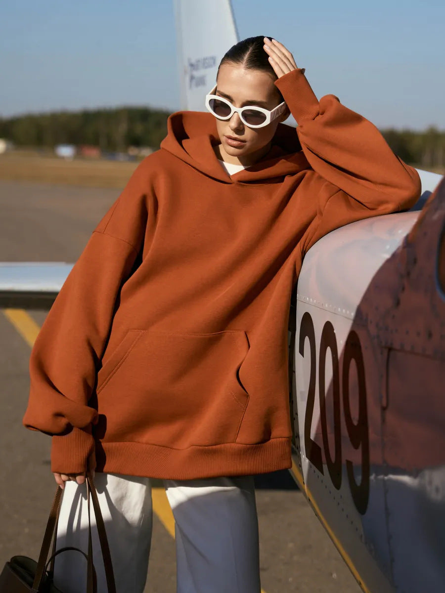 Damen Oversized Kapuzenpullover mit extra weitem Schnitt und Kängurutasche – Auréline
