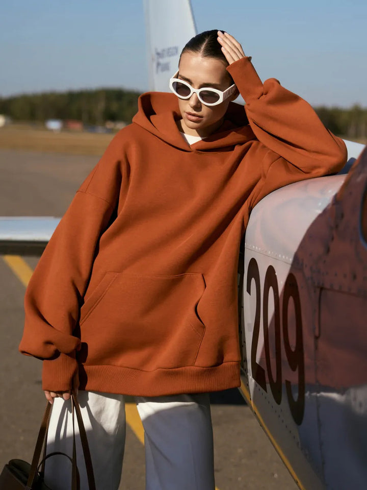 Damen Oversized Kapuzenpullover mit extra weitem Schnitt und Kängurutasche – Auréline