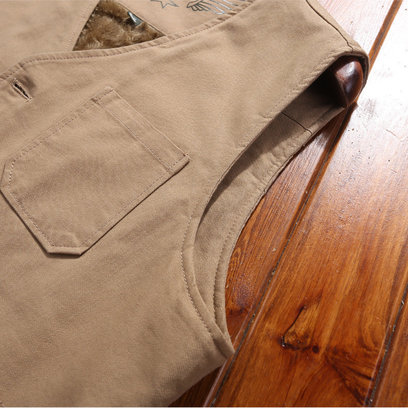 Herren wattierte Canvas‑Weste mit wärmender Teddyfutter‑Innenlage und praktischen Taschen Echo Archiv