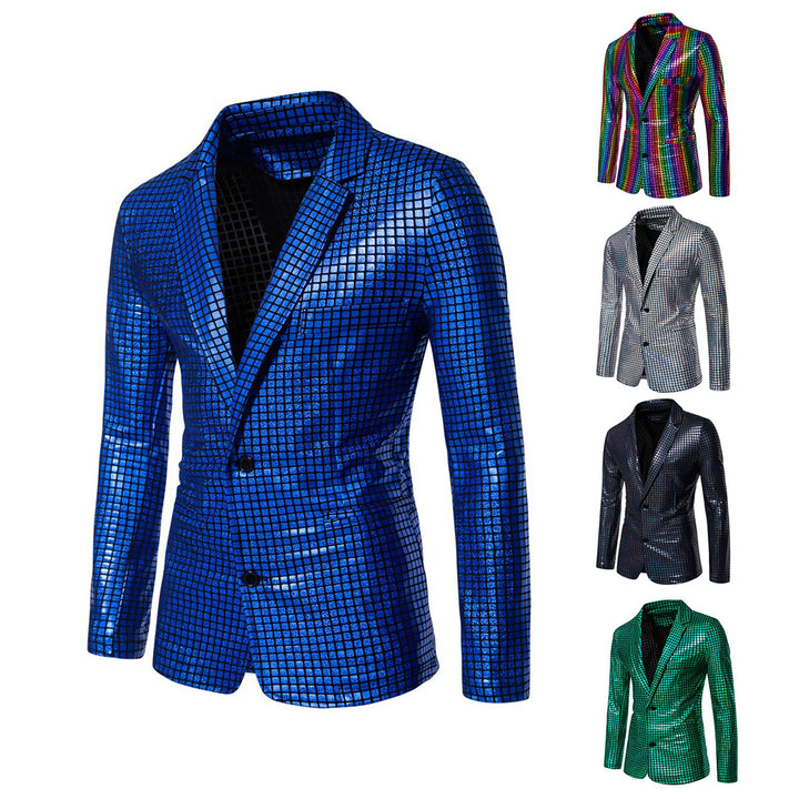 Herren glänzender Paillettenblazer mit modernem Design Echoarchiv