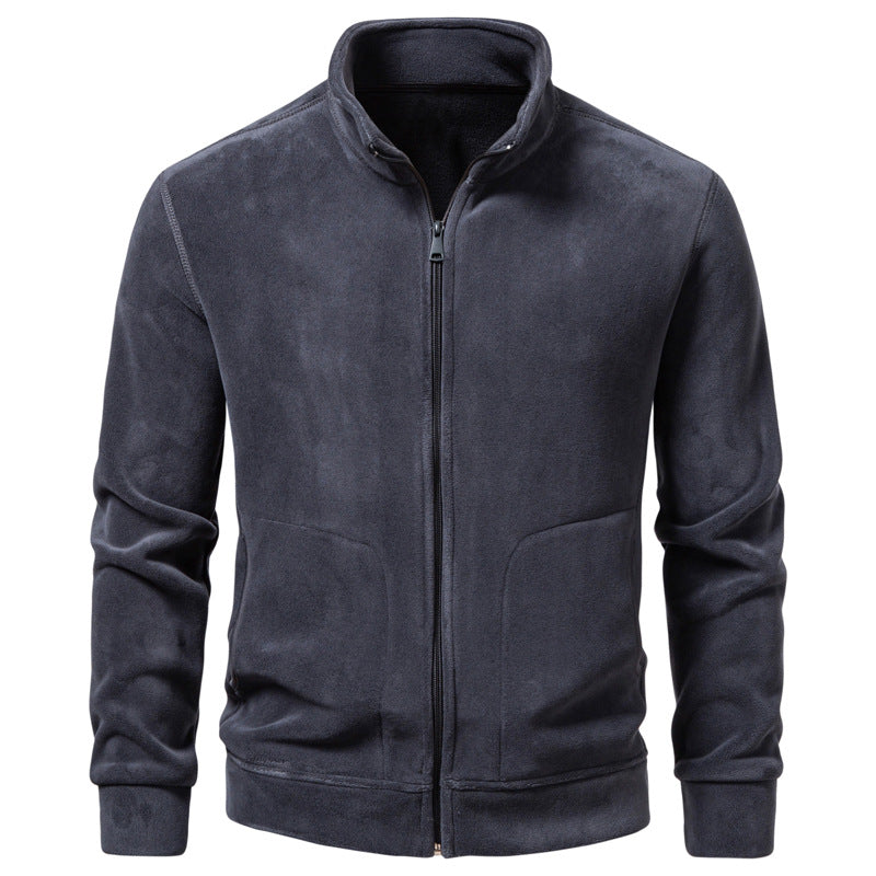 Herren Slim-Fit Fleecejacke mit Stehkragen, durchgehendem Reißverschluss und Eingrifftaschen Echo Archiv
