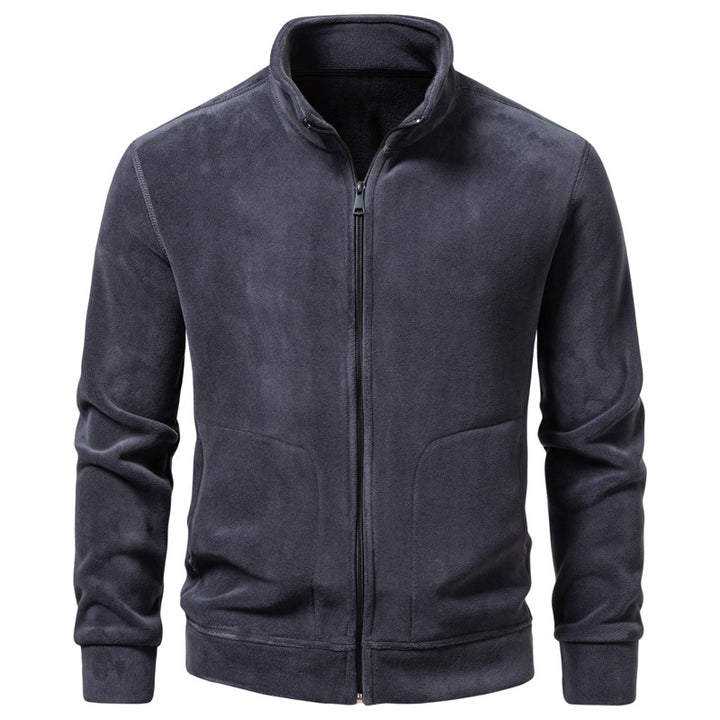 Herren Slim-Fit Fleecejacke mit Stehkragen, durchgehendem Reißverschluss und Eingrifftaschen Echo Archiv