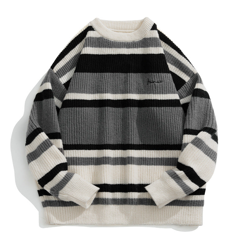 Unisex Oversize-Strickpullover mit Blockstreifen, geripptem Strukturstrick und Rundhalsausschnitt Echo Archiv