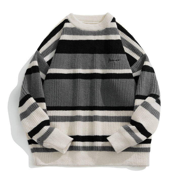 Unisex Oversize-Strickpullover mit Blockstreifen, geripptem Strukturstrick und Rundhalsausschnitt Echo Archiv