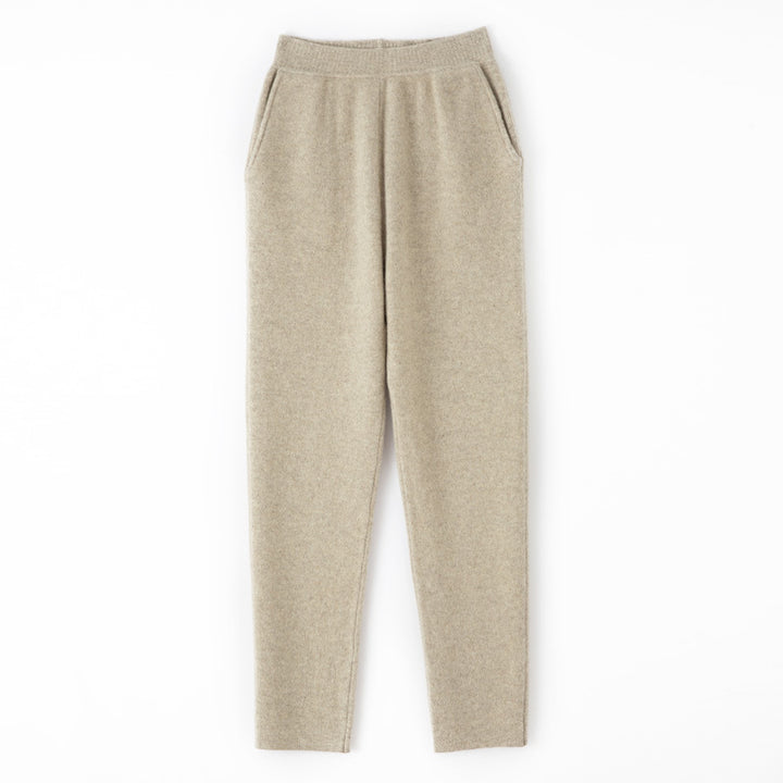 Damen Kaschmir‑Optik Strickhose mit elastischem Bund, konischer Silhouette und Eingrifftaschen Echoarchiv