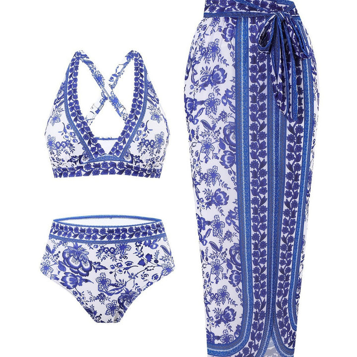 Damen eleganter Einteiler Badeanzug mit passendem Wickelrock Echo Archiv