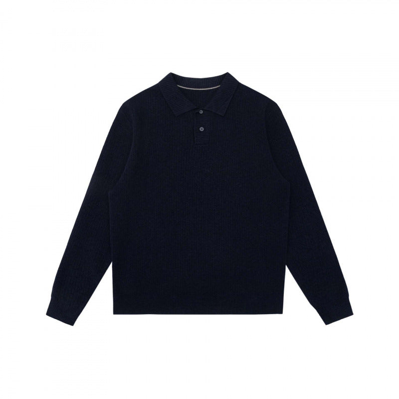 Herren Feinstrick-Poloshirt mit Rippenstruktur, Langarm und klassischem Hemdkragen Echo Archiv