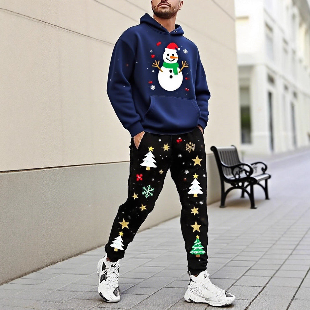 Herren Weihnachtsmotiviere Kapuzenpullover und Jogginghose Set Echoarchiv