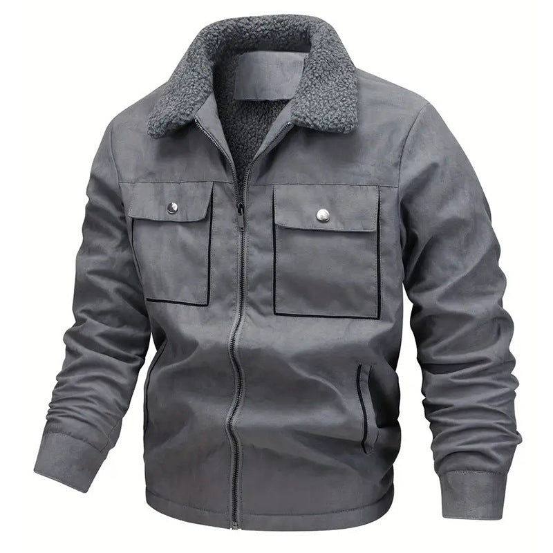 Herren nan gefütterte Pilotjacke mit Teddyfell-Innenfutter, Brustklappen und durchgehendem Reißverschluss Echo Archiv