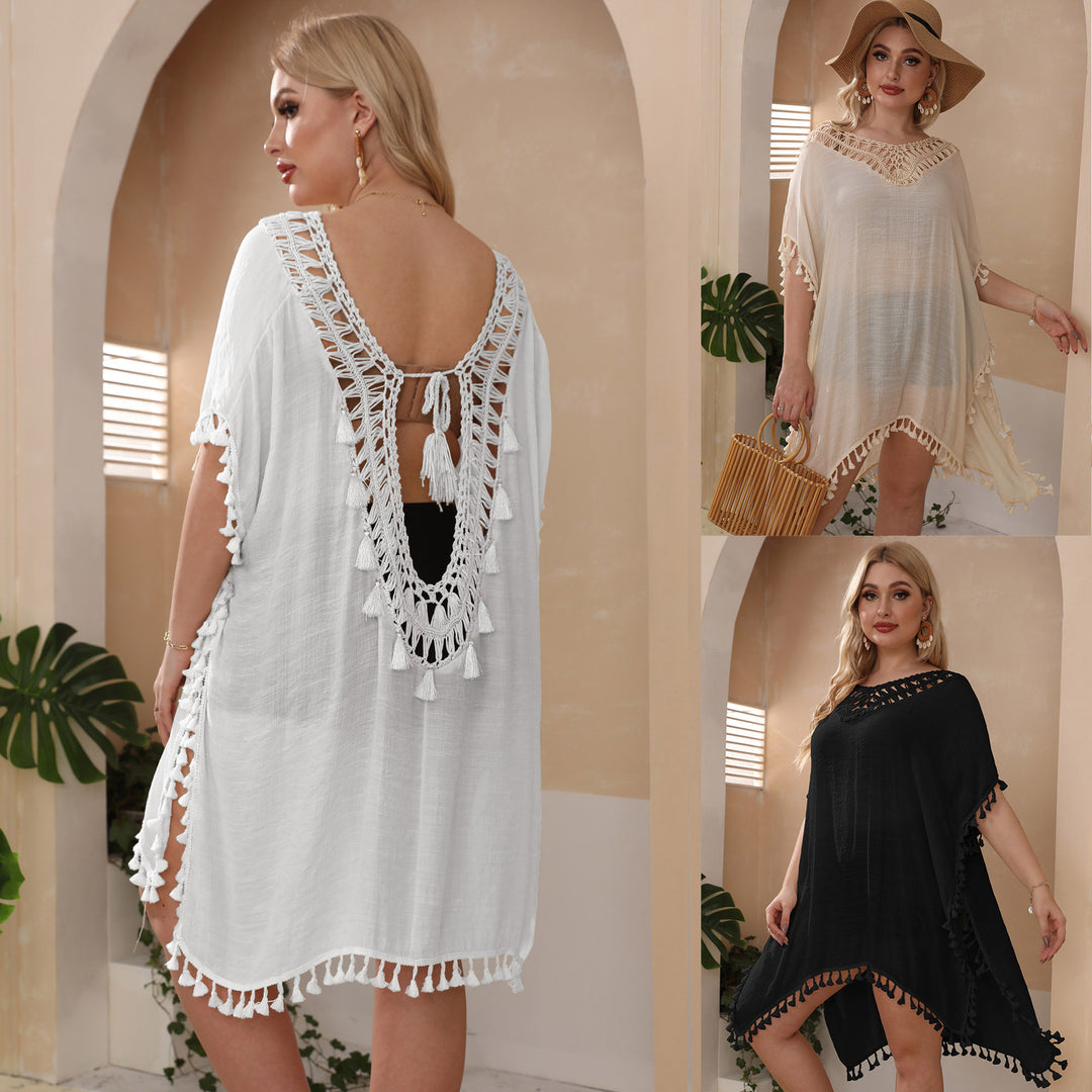 Damen luftiger Strand-Kaftan mit dekorativen Quasten Echo Archiv