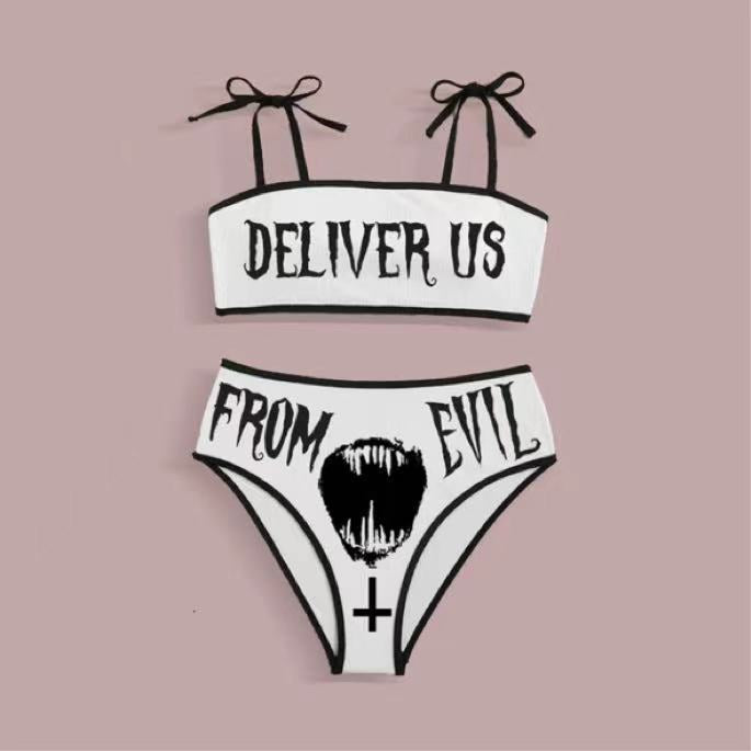 Damen Crop-Top Bikini mit auffälliger Schrift Echo Archiv