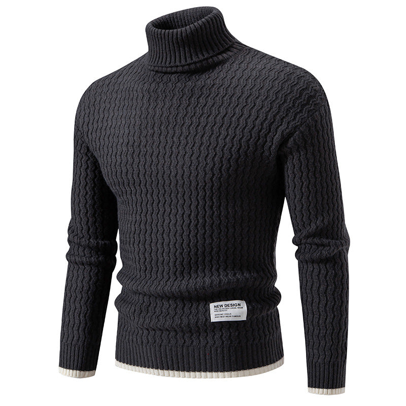 Herren Strickpullover mit hochabschließendem Kragen und strukturiertem Muster Echoarchiv