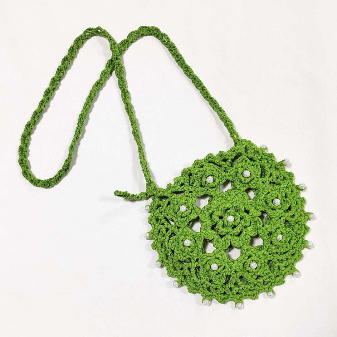 Damen handgefertigte Häkel-Handtasche mit Perlenschmuck Echo Archiv