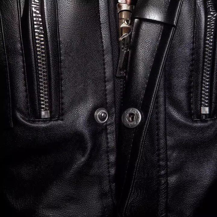 Herren modische Kunstlederjacke mit praktischen Taschen und asymmetrischem Reißverschluss Echoarchiv