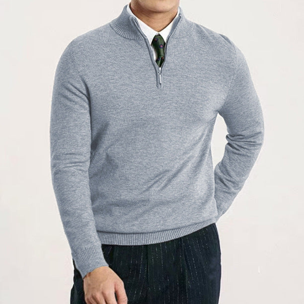 Herren Eleganter Pullover mit Stehkragen und Reißverschluss Echoarchiv