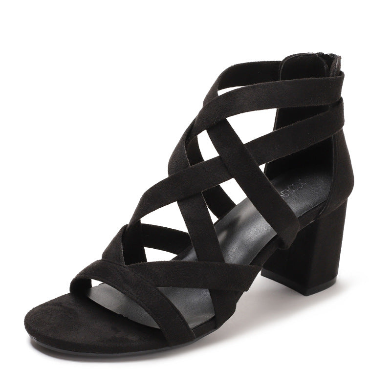Damen Sandalen mit stylischem Kreuzriemen und komfortablem Blockabsatz Echoarchiv
