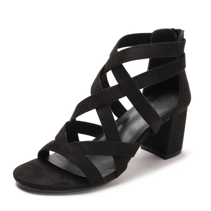 Damen Sandalen mit stylischem Kreuzriemen und komfortablem Blockabsatz Echoarchiv