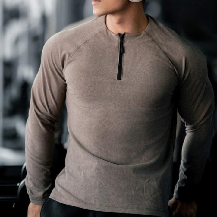 Herren Langarm Workout Shirt mit innovativem Reißverschluss Echoarchiv