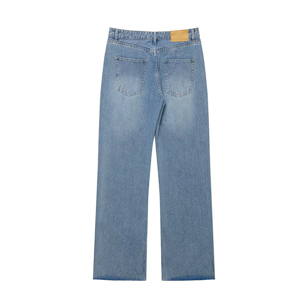 Damen Hochtaillierte weite Jeans mit geradem Bein und Fünf‑Taschen‑Schnitt Echo Archiv