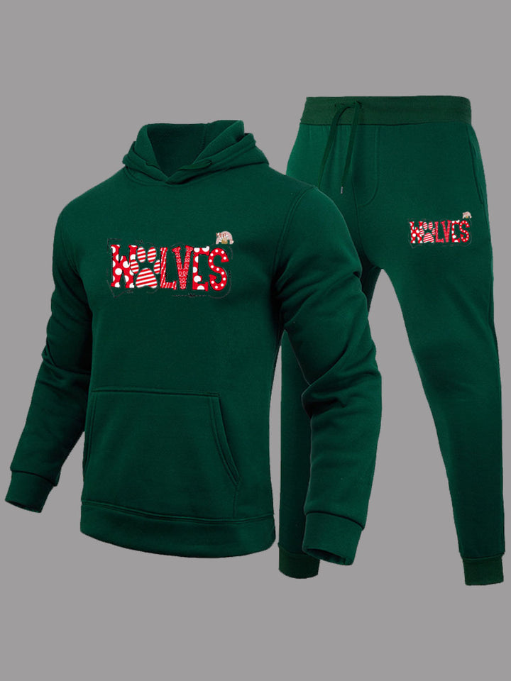 Herren Kapuzenpullover und Jogginghose Set mit auffälligem Grafikdruck Echoarchiv