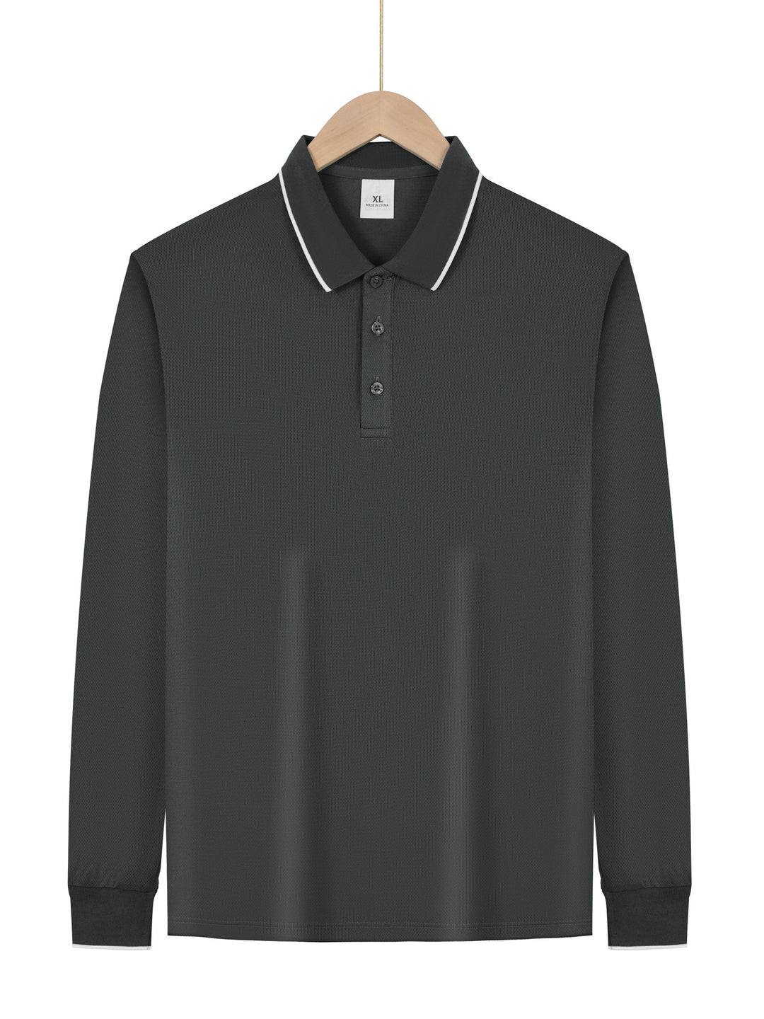 Herren nan langärmeliges Piqué-Poloshirt mit Kontrastpaspel am Kragen und Bündchen Echo Archiv