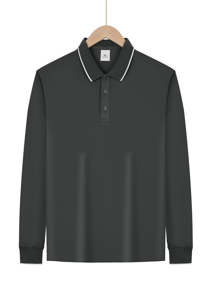 Herren nan langärmeliges Piqué-Poloshirt mit Kontrastpaspel am Kragen und Bündchen Echo Archiv