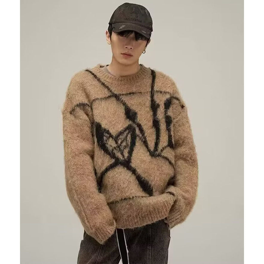Herren Modischer Oversized Pullover mit einzigartigem Muster Echoarchiv