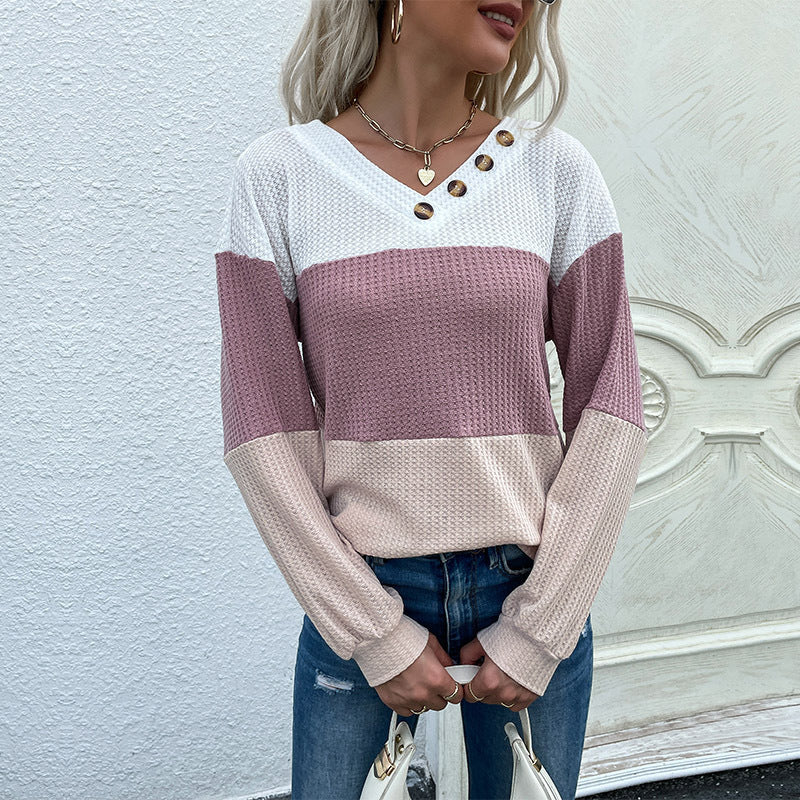 Damen Elegantes Langarm Oberteil mit Knopfdetails Echo Archiv