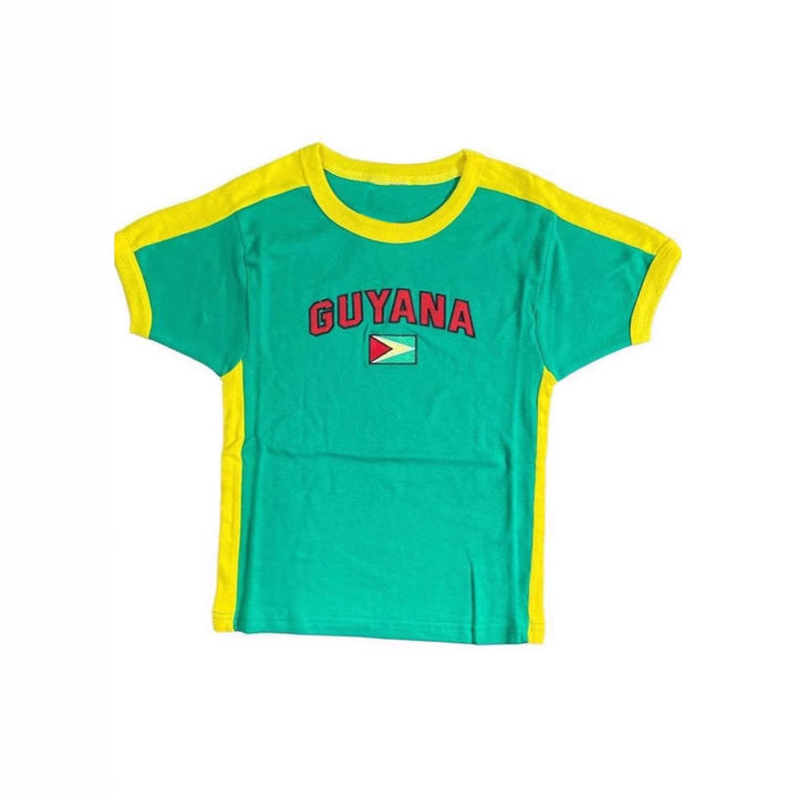 Damen T-Shirt mit kulturellem Schriftzug und Flaggenmotiv Echo Archiv