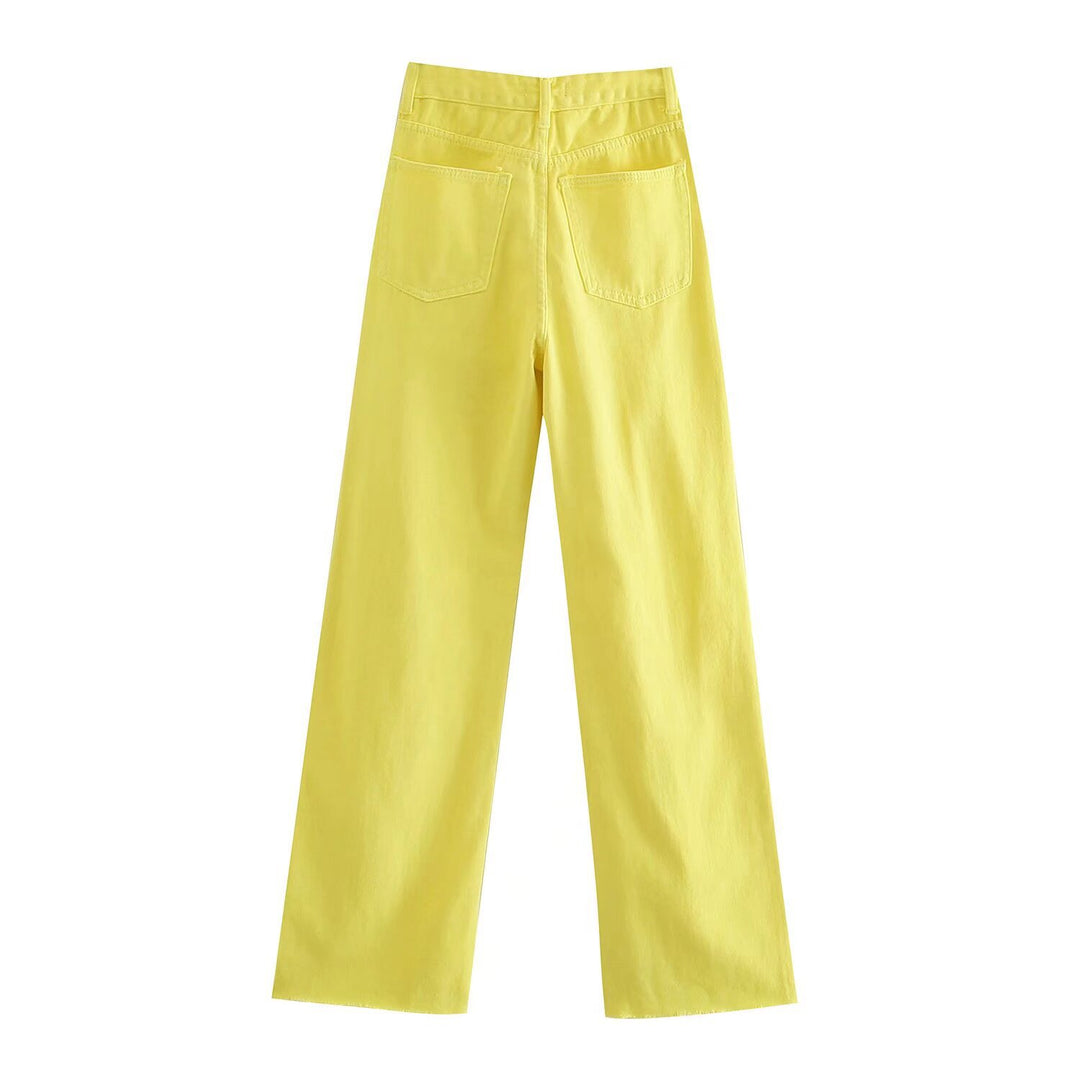 Damen Hochtaillierte weit geschnittene Jeans mit weitem Bein, hoher Taille und rohem Saum Echo Archiv