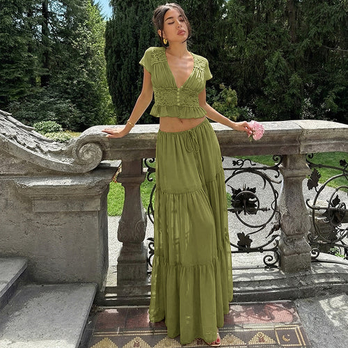 Damen Elegantes Maxikleid mit Spitzenoberteil und fließendem Saum Echo Archiv