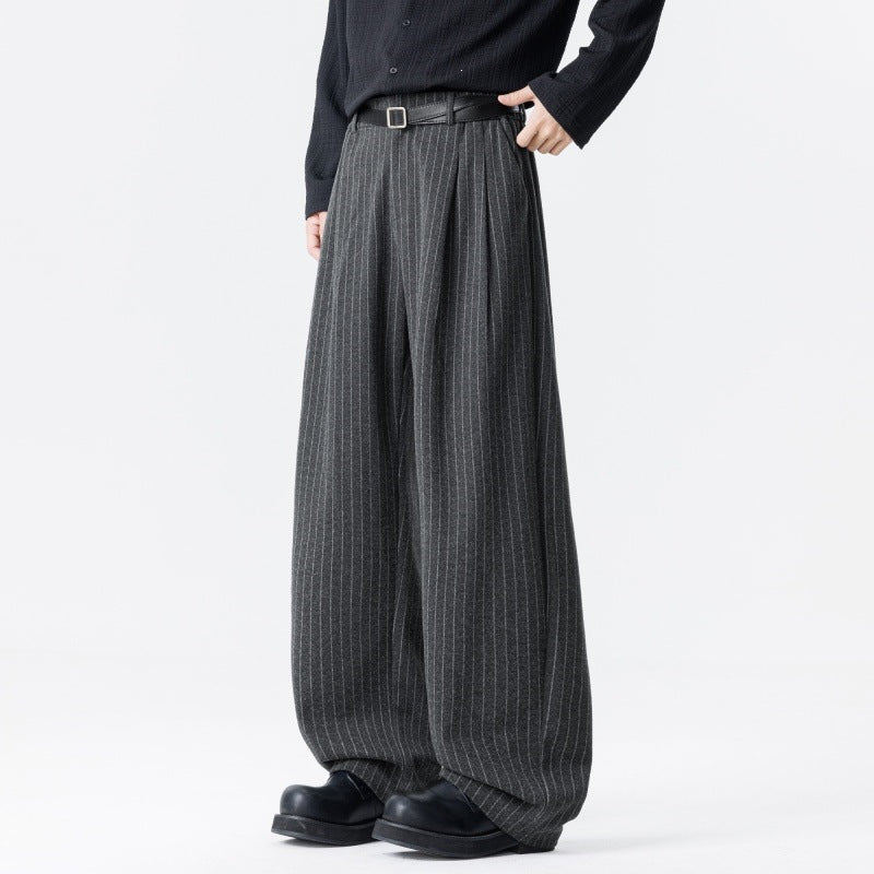 Damen Weite High‑Waist Plissee-Hose aus Wollmix mit elastischem Bund und weitem Bein Echoarchiv