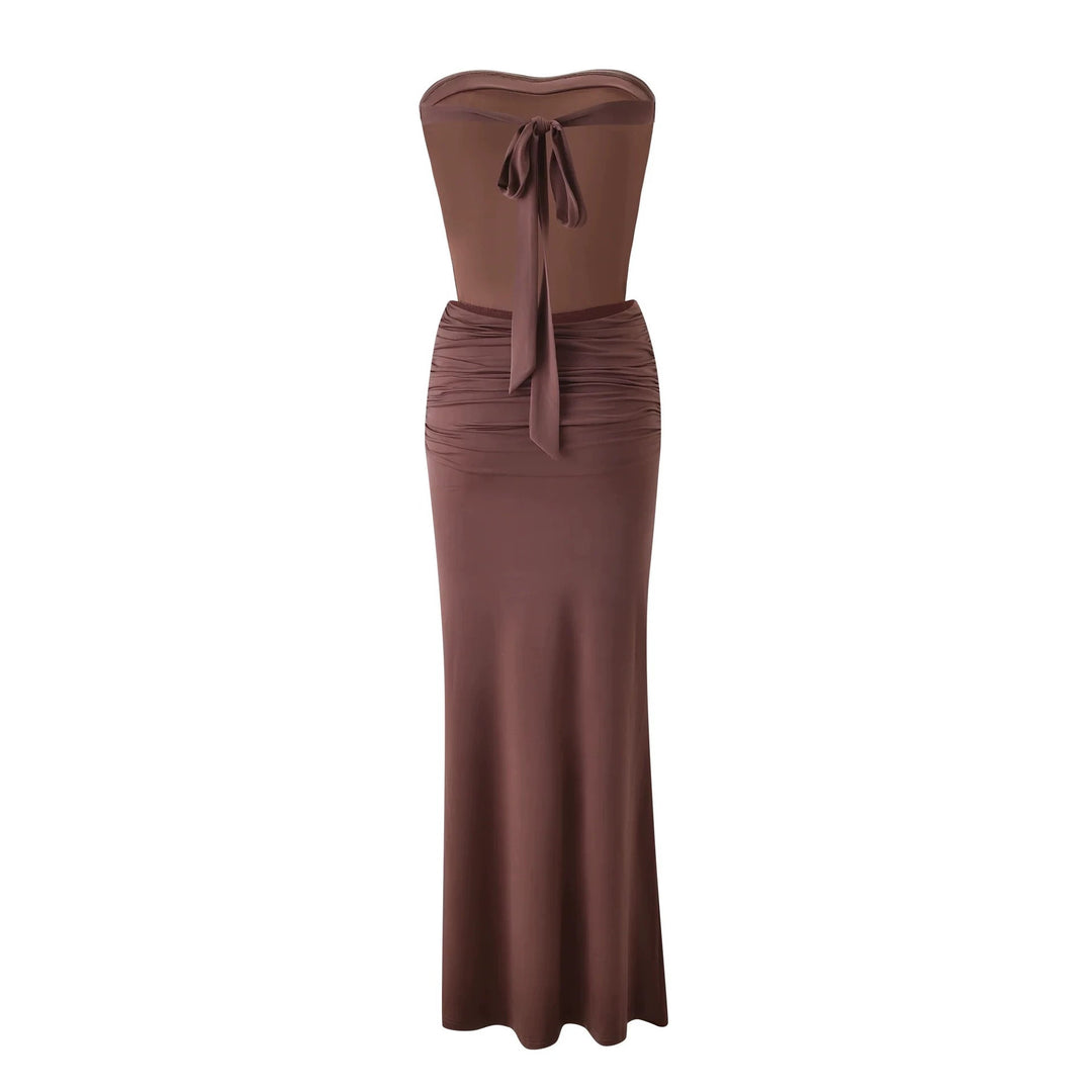 Damen Langes, figurbetontes Maxikleid mit gerafftem Oberteil Echo Archiv