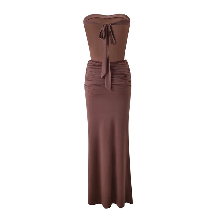 Damen Langes, figurbetontes Maxikleid mit gerafftem Oberteil Echo Archiv