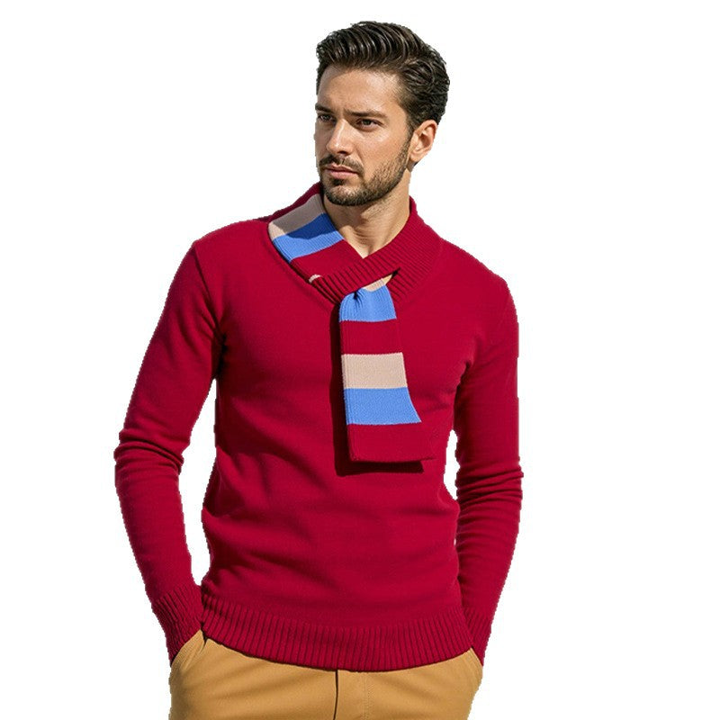 Herren eleganter Pullover mit modernem V-Ausschnitt und feinen Rippdetails Echoarchiv