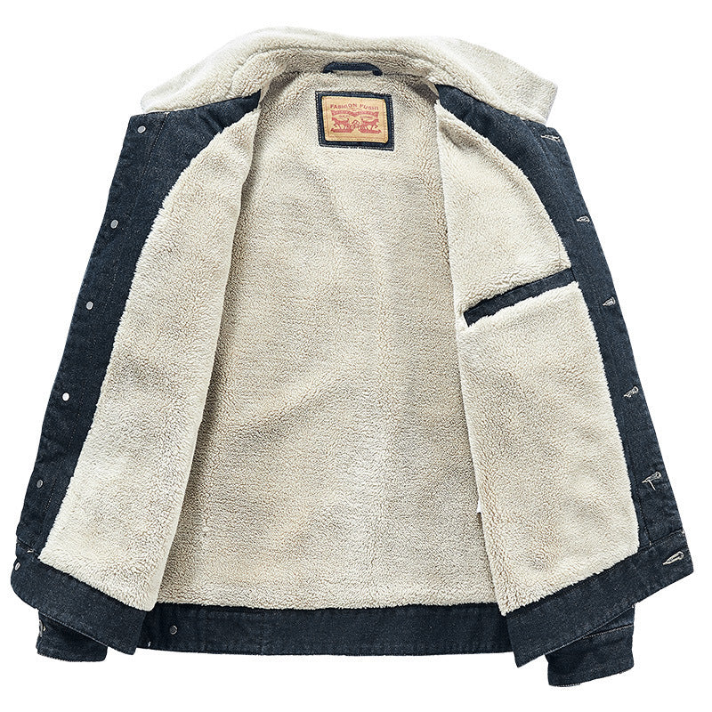 Herren Warme Denimjacke mit Kunstfellkragen Echo Archiv