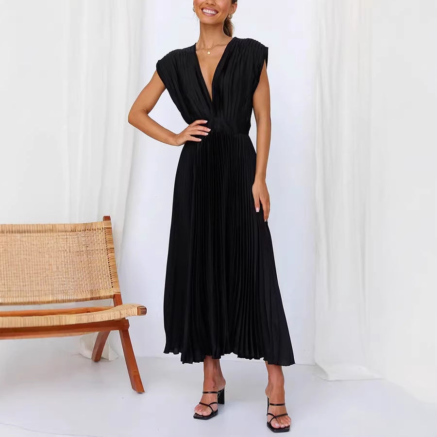 Damen Maxikleid mit Faltenwurf und tiefem V-Ausschnitt Echo Archiv