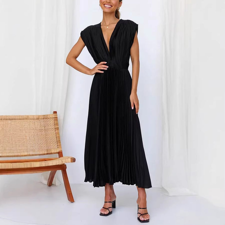 Damen Maxikleid mit Faltenwurf und tiefem V-Ausschnitt Echo Archiv