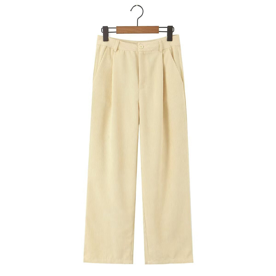 Damen Hochtaillierte Cordhose mit weitem Bein und Bundfalten Echo Archiv