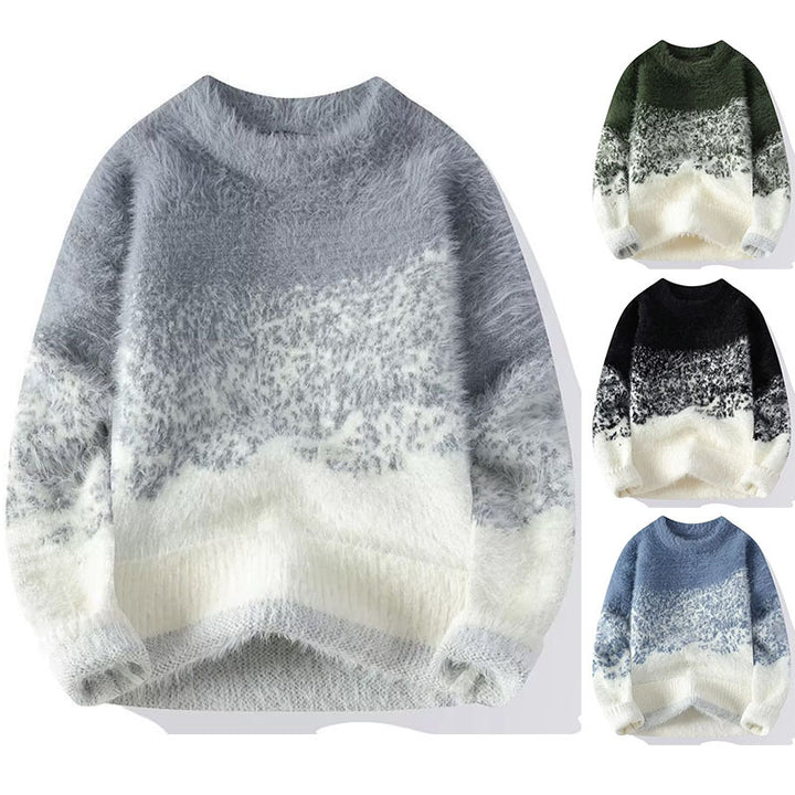 Damen Gemütlicher Rundhals Pullover aus Flauschigem Material Echoarchiv