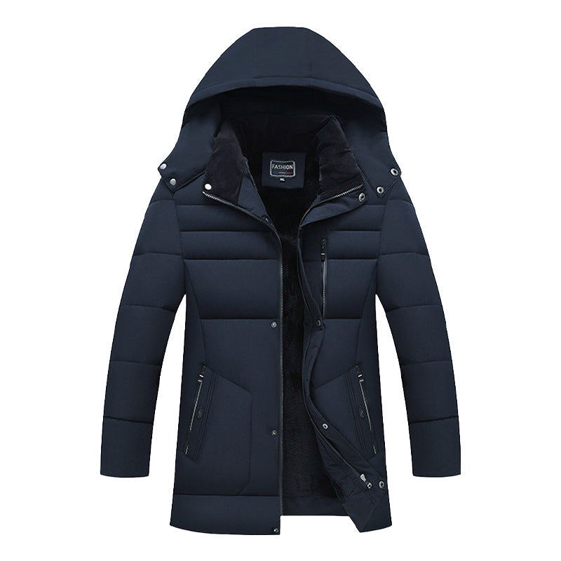 Herren Wattierte Parka-Jacke mit Kapuze, Teddyfutter & winddichter Isolierung Echoarchiv
