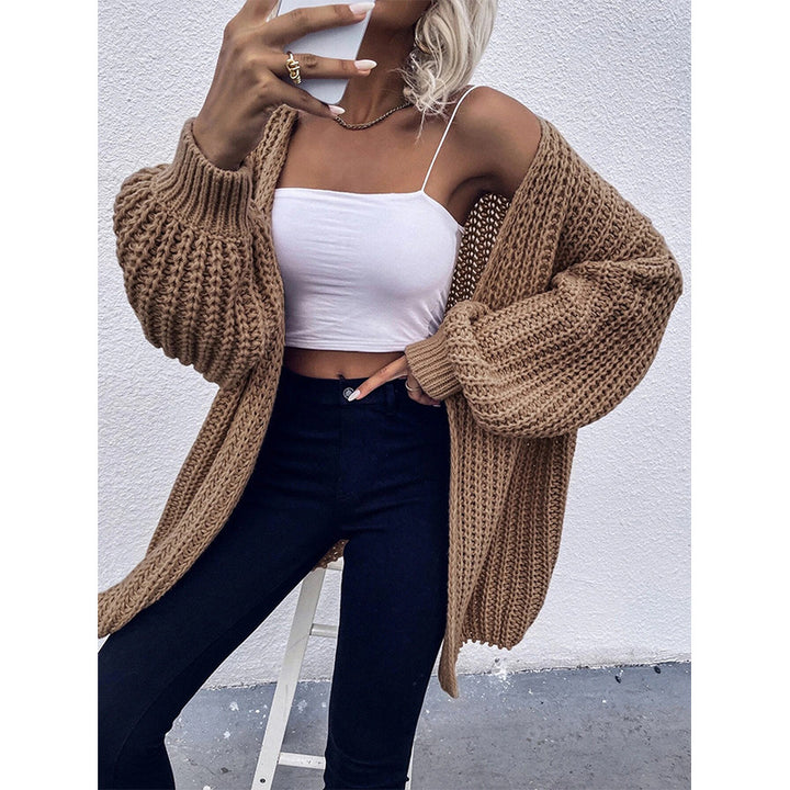 Damen Kuschel-Cardigan im Cocoon-Schnitt mit überlangen Ärmelbündchen und offener Front Echo Archiv