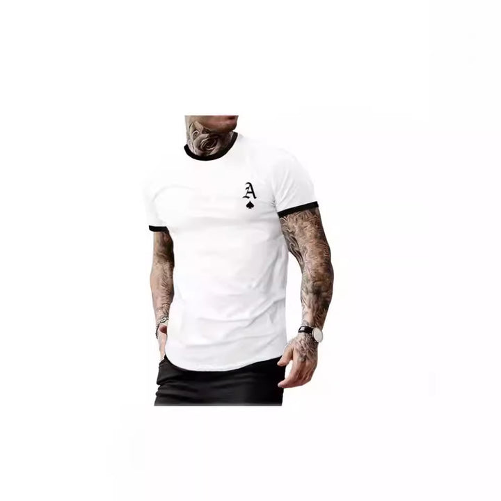 Herren T-Shirt mit modernem Motiv und kontrastierendem Kragen Echoarchiv